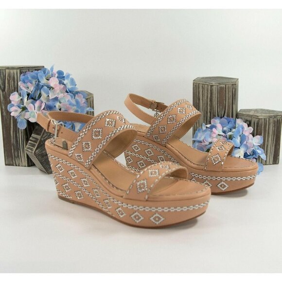 Tory Burch 80MM Vachetta Leather Silver Wedge